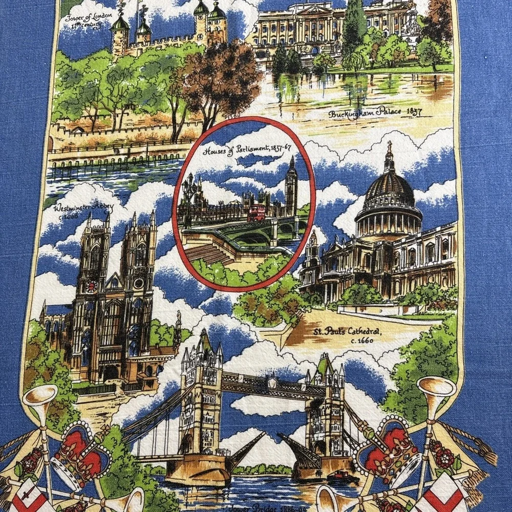 Vintage‎ Sally Jayne London Tea Towel Textiles British Made Historical